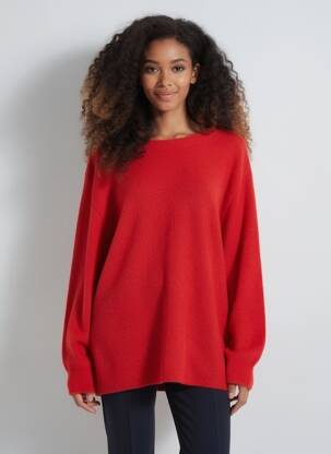 Pull coupe droite manches longues rouge BARBARA LEBEK femme