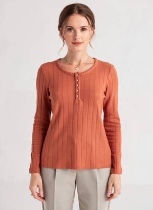 Pull coupe cintrée manches longues orange ÉTYMOLOGIE femme