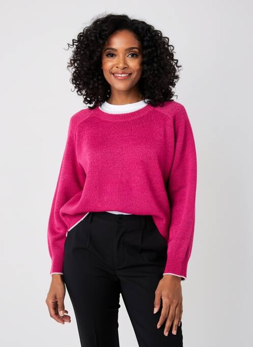 Pull col rond manches longues rose SIGNE NATURE femme