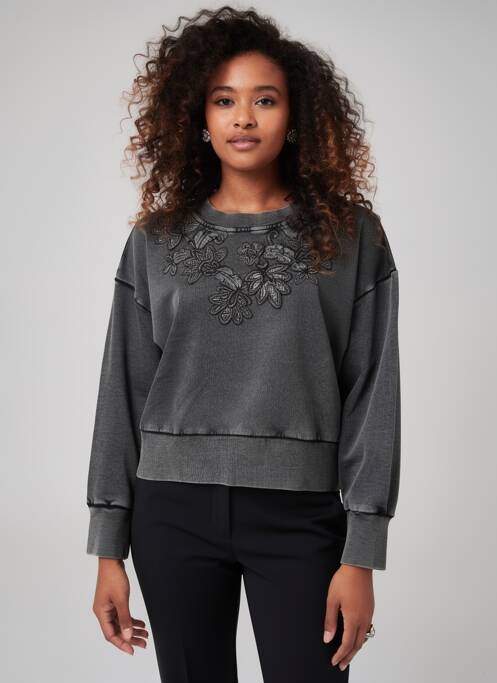 Sweat-shirt manches longues manches longues gris MD'M femme