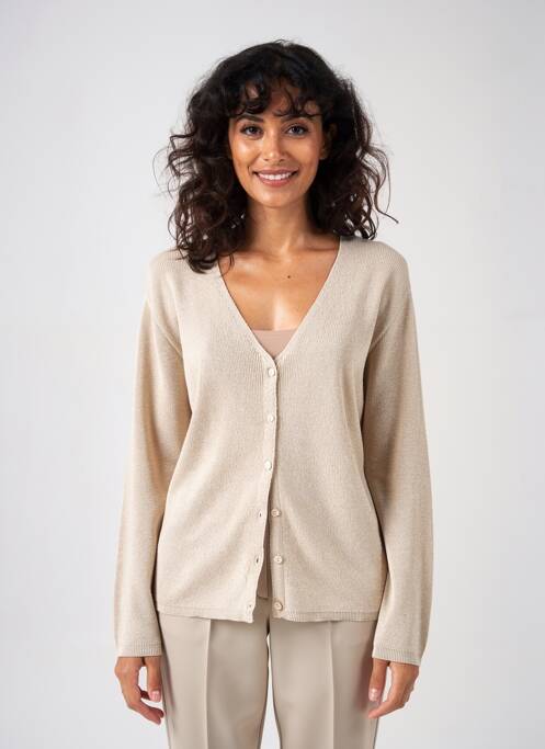 Gilet manches longues coupe cintrée beige ÉTYMOLOGIE femme
