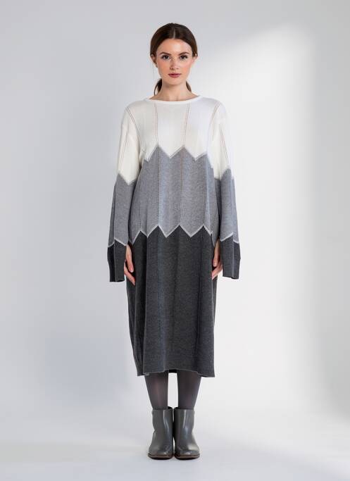 Robe pull col rond manches longues gris MICHA femme