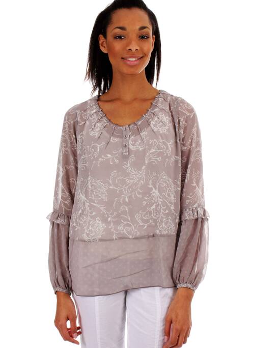 Tunique manches longues taupe ET COMPAGNIE pour femme