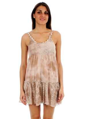 Robe mi-longue beige LA FEE MARABOUTEE femme