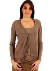 Gilet manches longues taupe LA FEE MARABOUTEE pour femme seconde vue