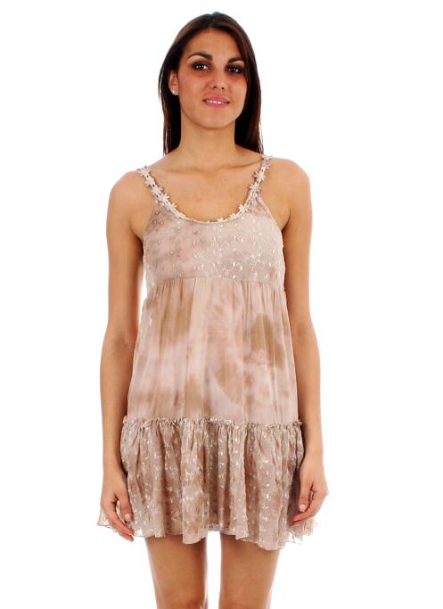 Robe mi-longue beige LA FEE MARABOUTEE pour femme