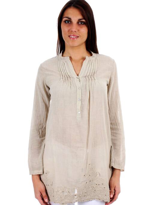Tunique manches longues sable LA FEE MARABOUTEE pour femme