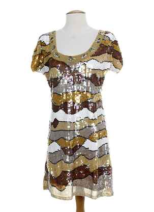 Robe mi-longue fermeture zippée au dos marron FAUST femme