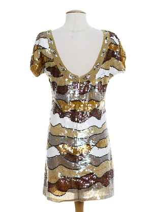Robe mi-longue fermeture zippée au dos marron FAUST femme
