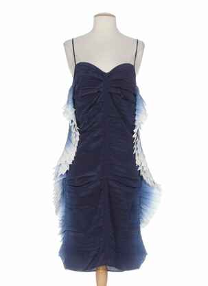 Robe longue col v bleu MINE DE RIEN femme