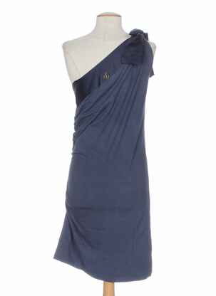 Robe mi-longue col rond bleu MINE DE RIEN femme