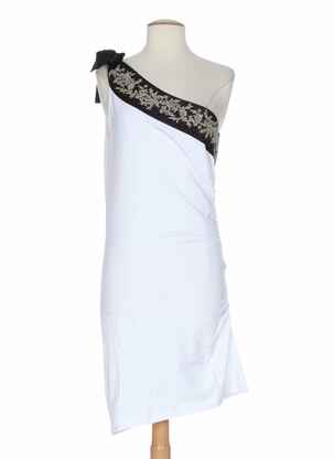 Robe mi-longue col rond blanc MINE DE RIEN femme