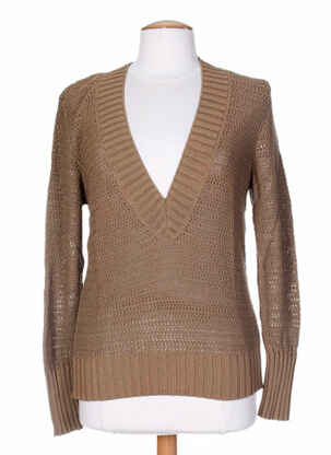 Pull maille tricot manches longues marron STEFAN GREEN femme
