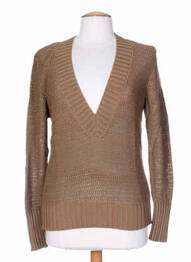 Pull finition bords-côtes manches longues marron STEFAN GREEN femme