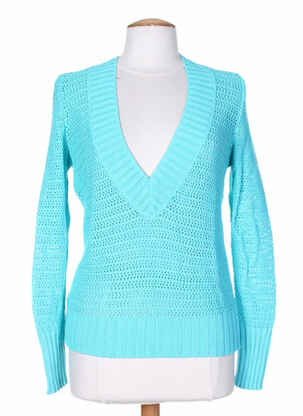 Pull maille tricot manches longues bleu STEFAN GREEN femme