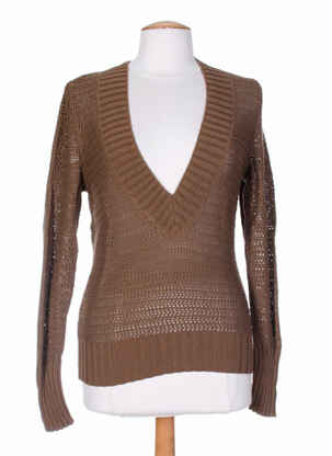 Pull maille tricot manches longues marron STEFAN GREEN femme