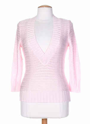 Pull maille tricot manches 3/4 rose STEFAN GREEN femme
