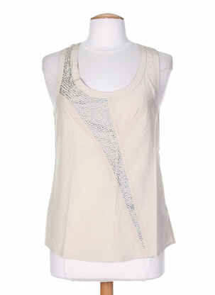 Top coupe cintrée sans manche beige TEENFLO femme