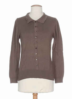 Pull resserrée sur le bas manches longues marron STEFAN GREEN femme