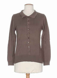 Pull finition bords-côtes manches longues marron STEFAN GREEN femme