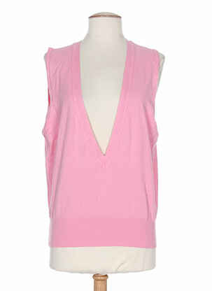 Pull col v sans manche rose STEFAN GREEN femme