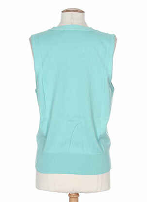 Pull finition bords-côtes sans manche bleu STEPHAN  femme