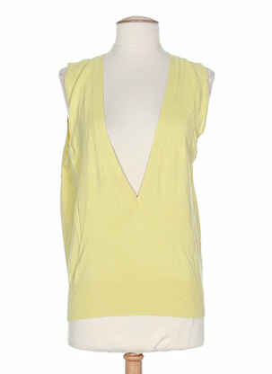 Pull col v sans manche vert STEPHAN  femme