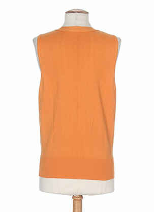 Pull finition bords-côtes sans manche orange STEPHAN  femme
