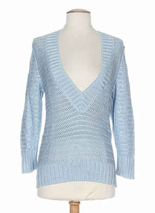 Pull col v manches longues bleu STEFAN GREEN femme
