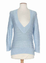 Pull finition bords-côtes manches longues bleu STEFAN GREEN femme
