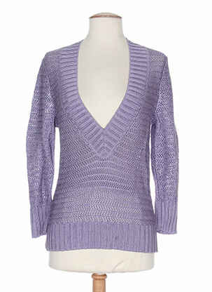 Pull col v manches longues violet STEFAN GREEN femme