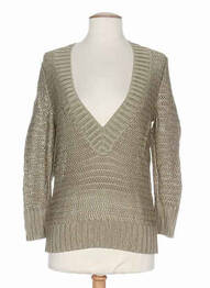 Pull finition bords-côtes manches longues vert STEFAN GREEN femme