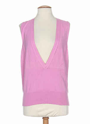 Pull col v sans manche rose STEFAN GREEN femme