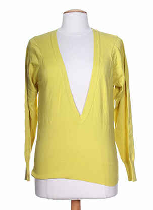 Pull col v manches longues jaune STEFAN GREEN femme