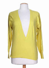 Pull col v manches longues jaune STEFAN GREEN femme