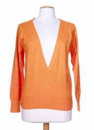 Pull finition bords-côtes manches longues orange STEFAN GREEN femme