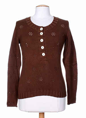 Pull maille souple et aérée manches longues marron STEFAN GREEN femme