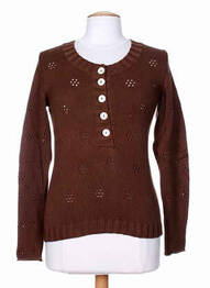 Pull finition bords-côtes manches longues marron STEFAN GREEN femme
