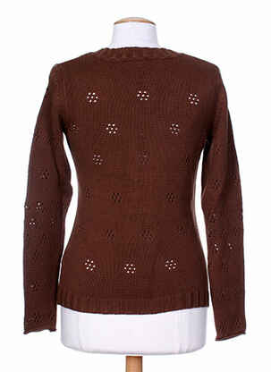 Pull maille souple et aérée manches longues marron STEFAN GREEN femme