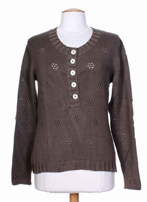 Pull finition bords-côtes manches longues gris STEFAN GREEN femme