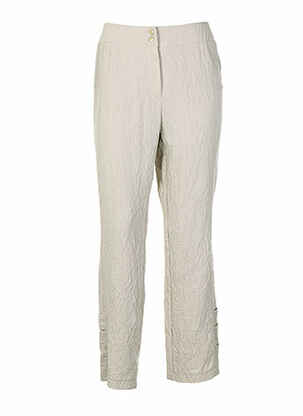 Pantalon droit fermeture zippée sous rabat boutonné taille normale beige QUATTRO femme