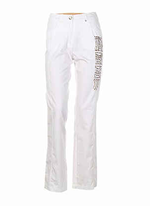 Pantalon droit fermeture zippée sous rabat boutonné taille normale blanc TUZZI femme
