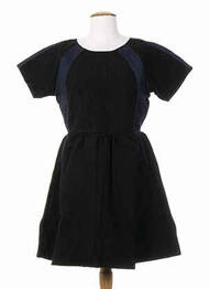 Robe mi-longue fermeture zippée au dos manches courtes noir DRESS GALLERY femme