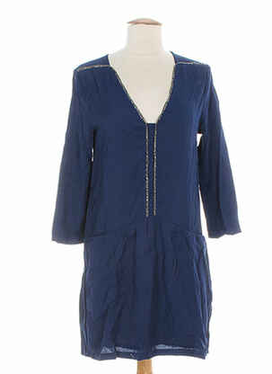 Robe mi-longue manches 3/4 manches 3/4 bleu BY MONSHOWROOM femme