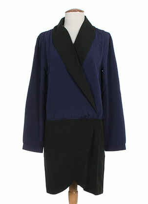 Robe mi-longue manches longues manches longues bleu CLO&SE femme