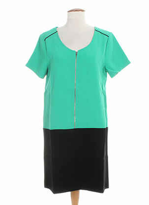 Robe mi-longue manches courtes manches courtes vert CLO&SE femme