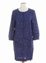 Robe mi-longue imprimé fantaisie manches longues violet CLO&SE femme