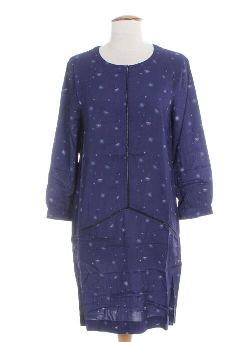 Robe mi-longue imprimé fantaisie manches longues violet CLO&SE femme