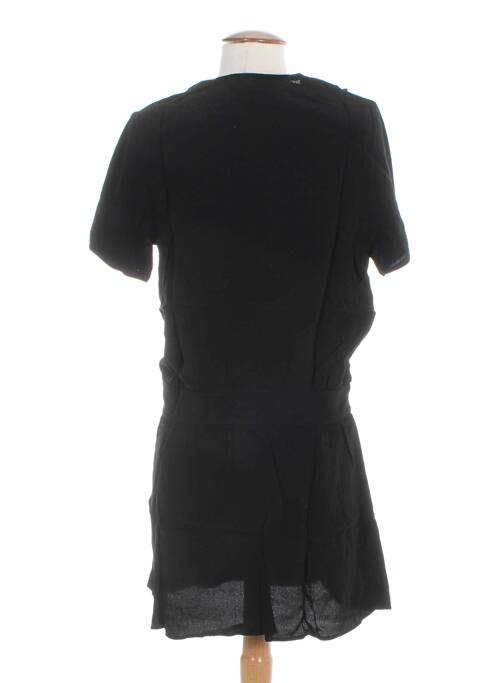 Robe mi-longue tissage crêpe manches courtes noir CLO&SE femme