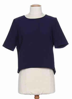 Top col rond bleu SO ESSENTIAL femme
